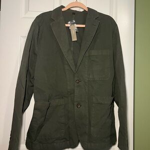 NWT J. Crew Olive Green Garment Dyed Cotton Linen Chino Suit Jacket in Thyme